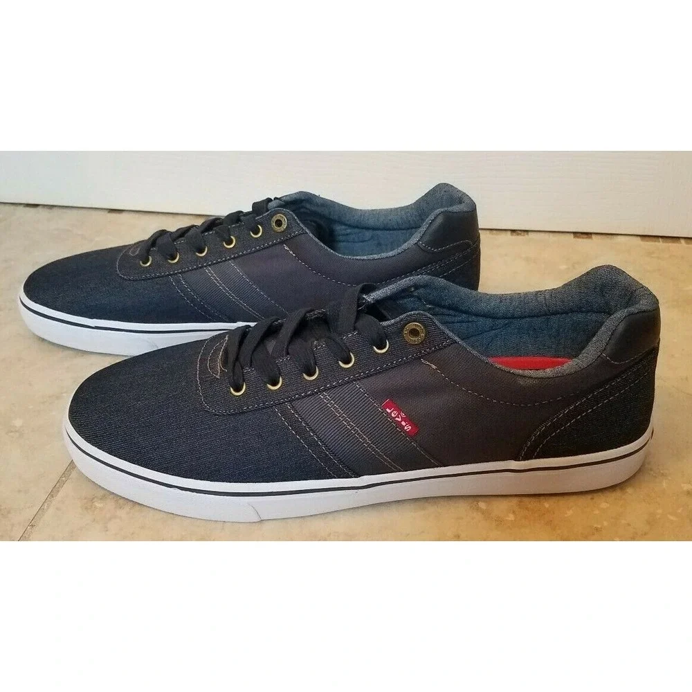 New Levis Men Dark Denim Shoes Canvas Casual‎ Sneakers Navy Blue sz 13